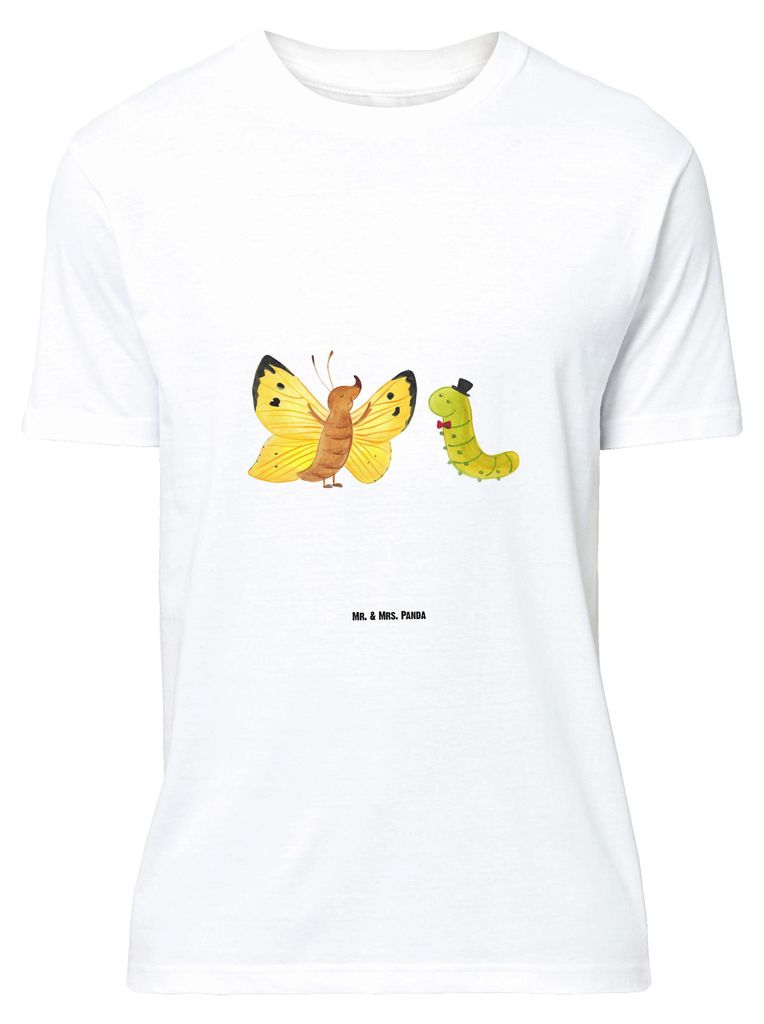 Mr. & Mrs. Panda Größe M T-Shirt Raupe Schmetterling - Weiß - Geschenk, Herren, Entwicklung, Hütchen, mit Spruch, Tshirt, Zitronenfalter, Shirt...