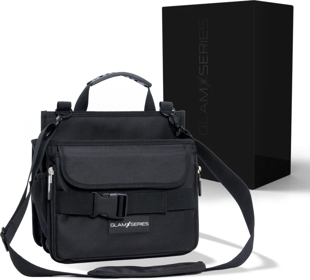 Borsa per cosmetici GlamSeries GlamCarrier, borsa per il trucco con ampio spazio di archiviazione, borsa per cosmetici pieghevole con manico e tracolla, borsa di bellezza per truccatori e parrucchieri