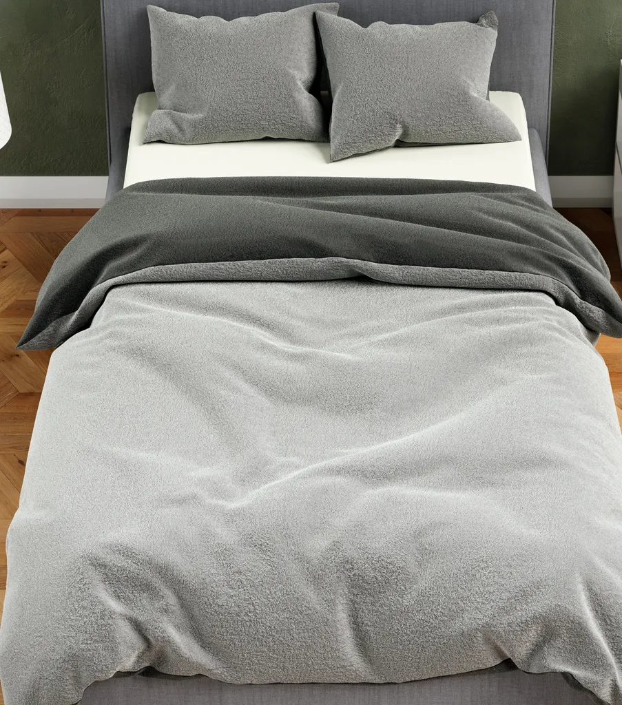 Copripiumino Teddy 200x220 Grigio Antracite Peluche Invernale