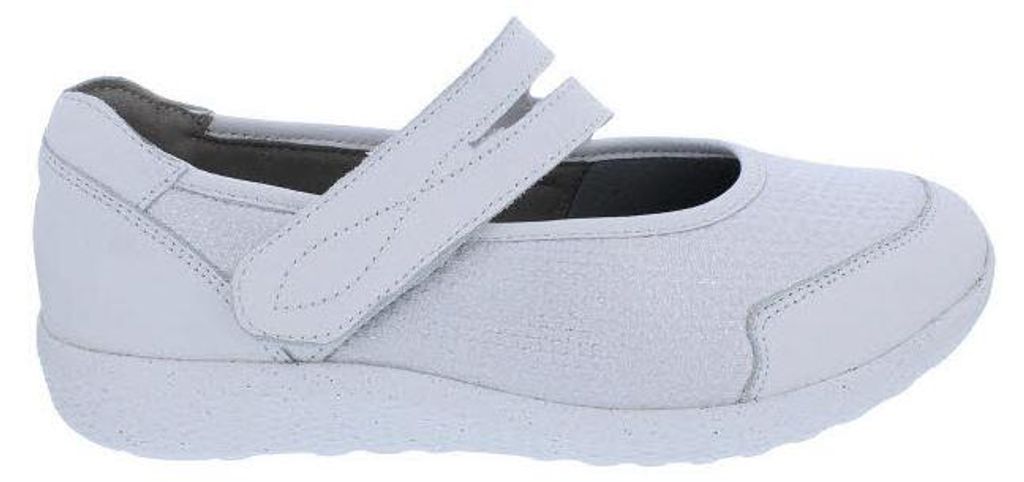 Waldläufer Klett-Ballerina M-Ira OrthoTritt 815M31-308-663, Glattleder mit Stretchmaterial, Weiß-Silber, Extraweite M 39