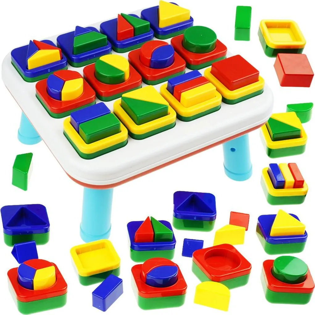 Puzzle à encastrer avec table de tri : Jouet d'éveil premier âge coloré