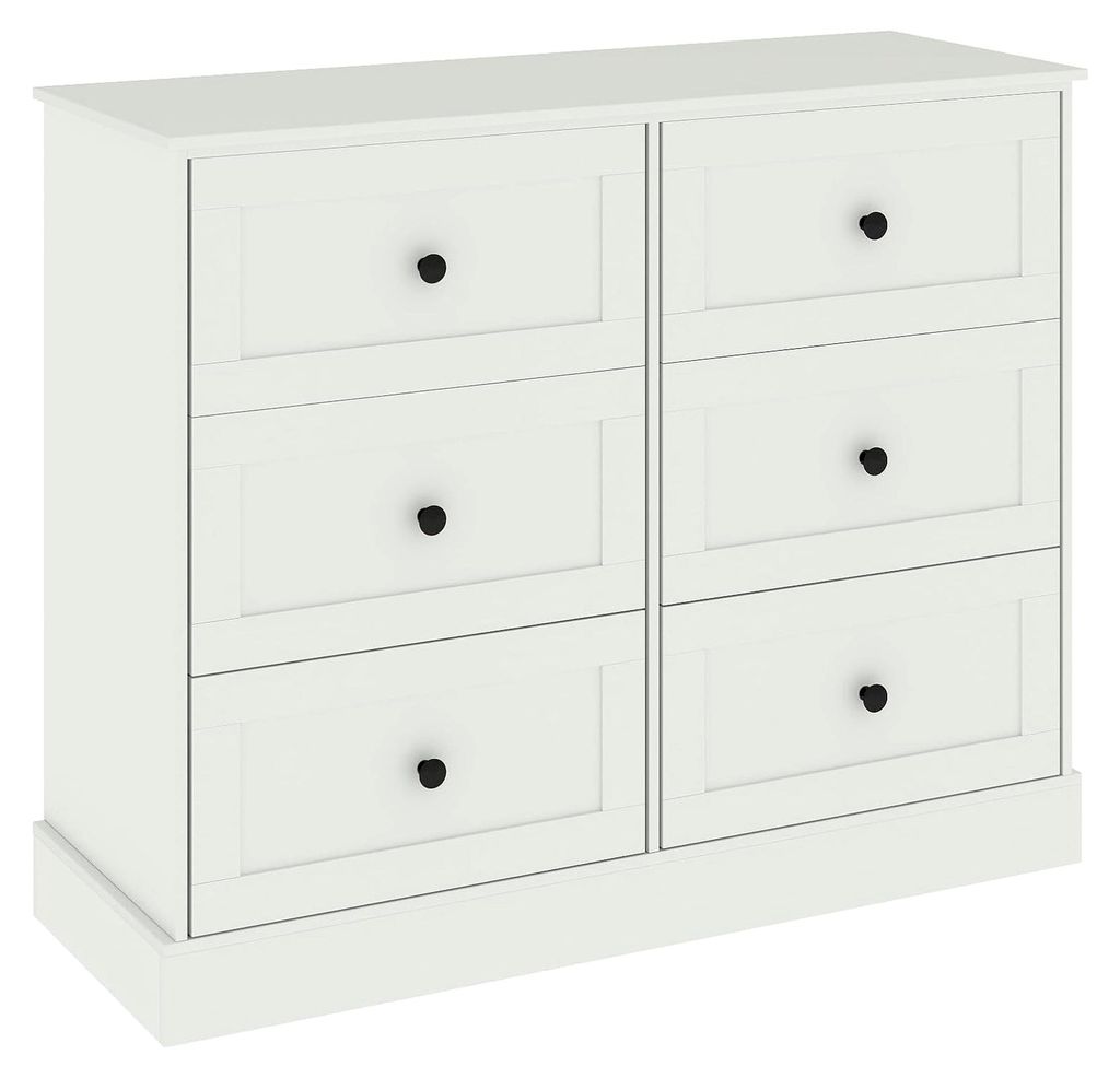 Kommode im französischen Stil (Weiß) mit 6 Schubladen – Multifunktionaler Schrank für Schlafzimmer, Flur, Wohnzimmer|108×40×75cm