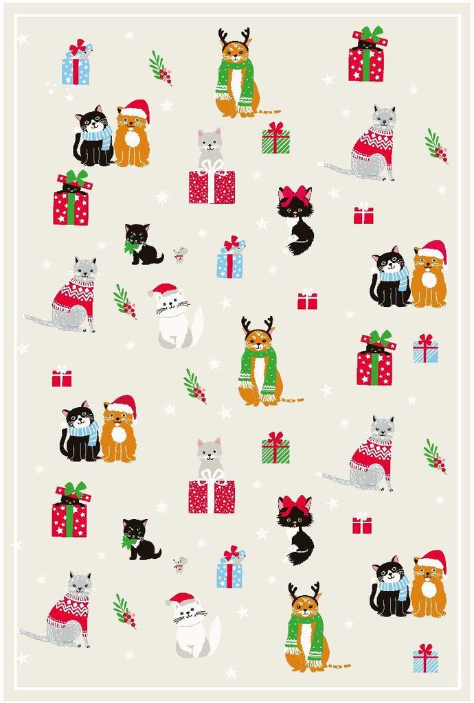 Geschirrtuch Katzen, Weihnachten, Geschirrtücher Tuch Tiere, Weihnachtskatzen