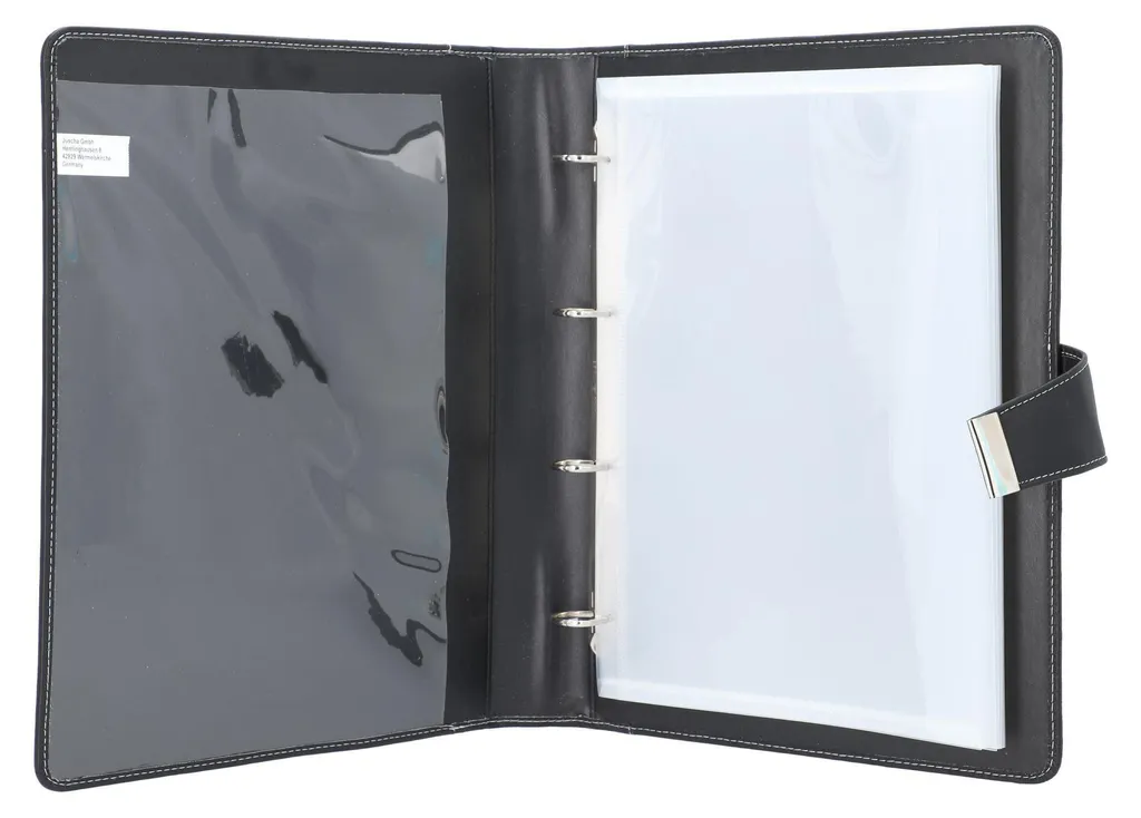 Porte-documents A4 Noir en Simili Cuir avec Fermeture Bouton Pression