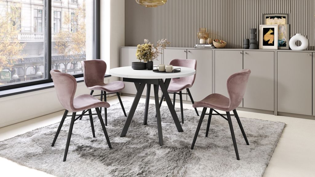 Design Esstisch Aldo ausziehbar 90 cm bis 145 cm rund Esszimmer Tisch