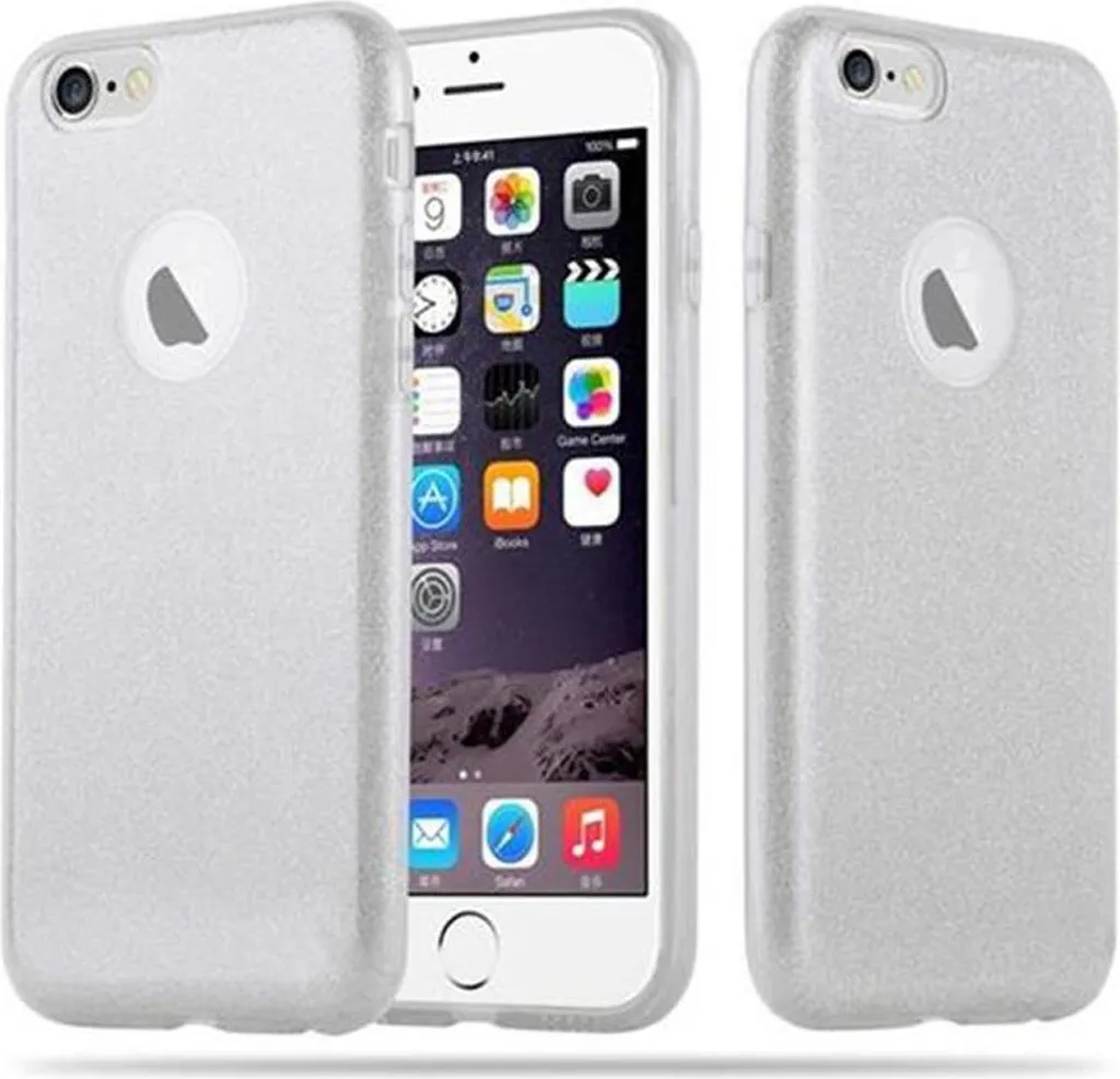 Cadorabo custodia per Apple iPhone 6 / 6S custodia protettiva in TPU argento custodia per telefono cellulare custodia rigida custodia glitter glitter