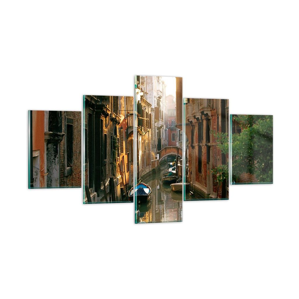 Bilder auf glas - Venedig Brücke Wasser Haus - 125x70cm - Glasbilder - Wandbilder - Kunstdruck - zum Aufhängen bereit - Wanddekoration aus Glas -...