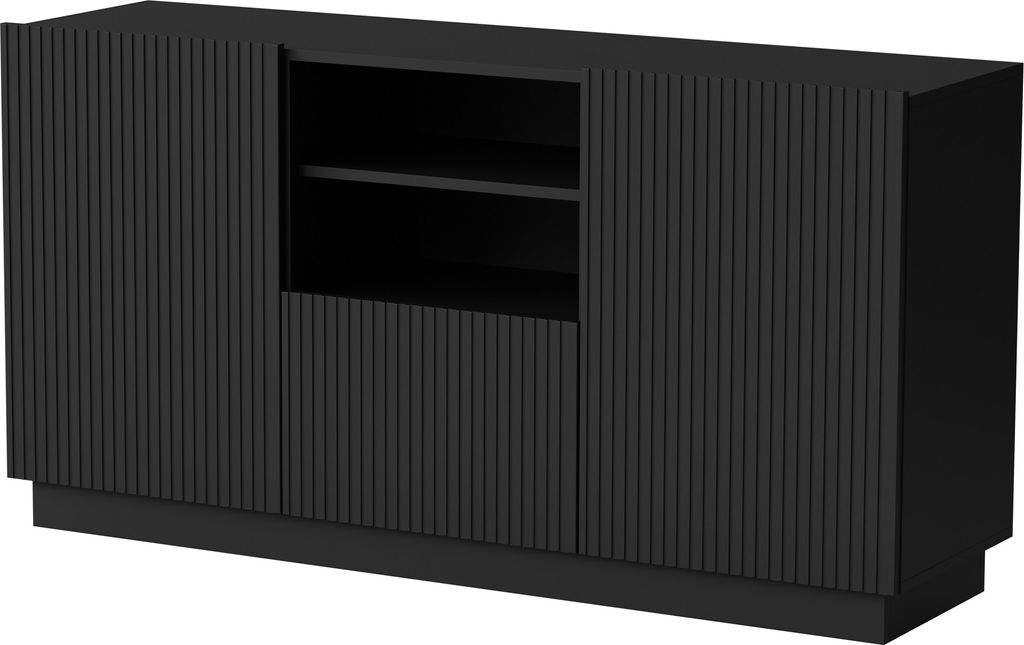 Furniture24 Sideboard Liverti 150 - C Kommode 150 X 78 X 42 Cm Schwarz Mdf Wohnzimmerschrank
