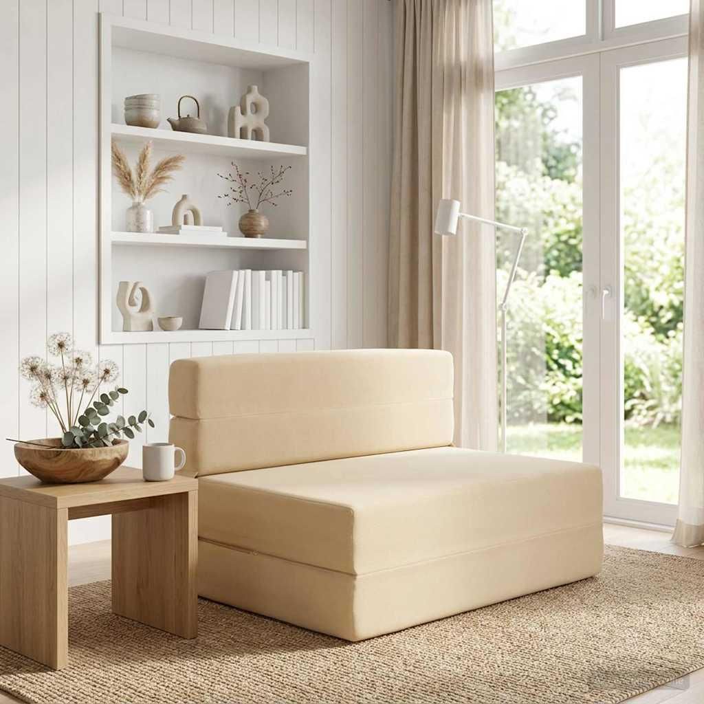 vidaXL Klappsofa Bett Creme 100 x 80 x 60 cm Stoff