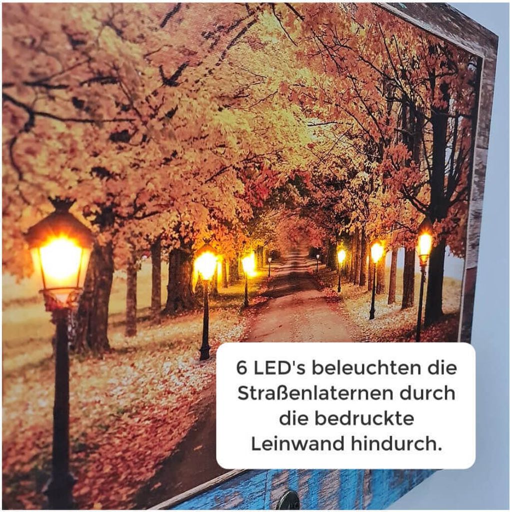 LED Schlüsselboard Holz Schlüsselleiste Flur Leinwand Produktbild 3