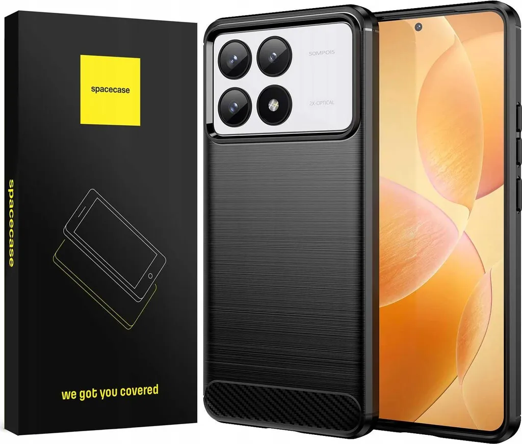 Coque Poco F6 Pro 5G SPACECASE Carbon noire ultra fine et robuste