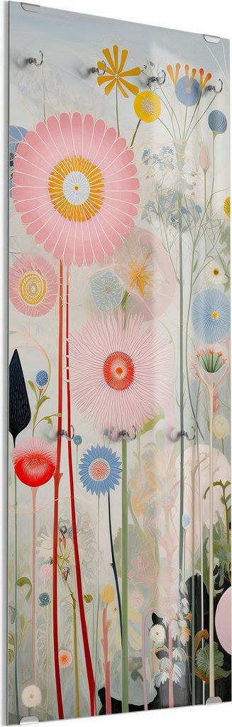 DEQORI Kleiderhaken aus Glas 50x125 cm 'Wiese der Wunder' Wand Garderobe Paneel Haken