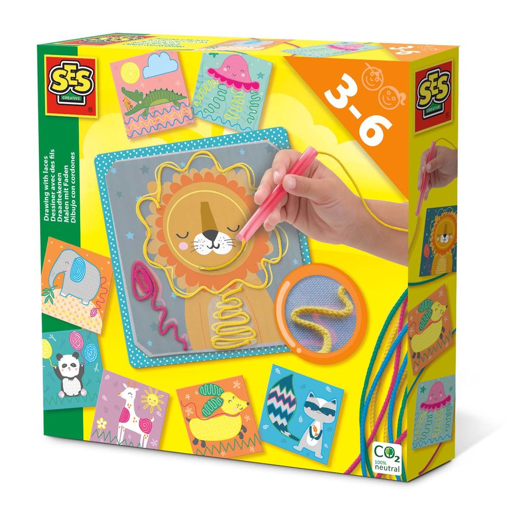 SES Creative Malen mit Faden, Bastelset für Kinder, 3 Jahr(e), Mehrfarbig