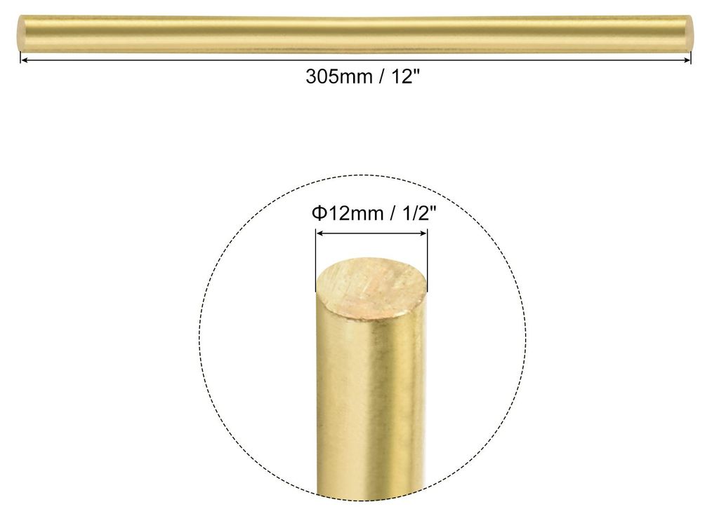1 Stš¹ck Messingstangen 12 mm x 305 mm Messing Massiv Rund Material Drehbank Stange fš¹r Messer Griffe Stift Heimwerker Basteln Modell Flugzeug
