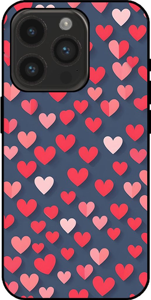 Smartphonica Telefon Fall passt iPhone 14 Pro mit rosa und roten Herzen Impressum - TPU Backcover Fall mit rosa und roten Herzen Design