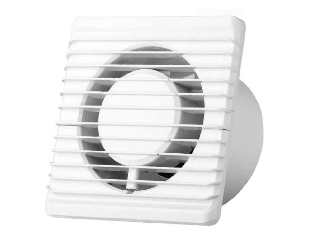 A white bathroom extractor fan is shown against a white background.