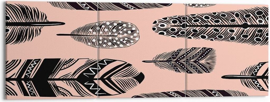 Bild auf Leinwand - Leinwandbild - Grafik Feder - 150x50cm - Wand Bild - Wanddeko - Wandbilder - Leinwanddruck - Bilder - Kunstdruck - Wanddekorati...