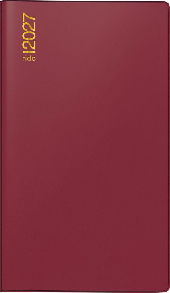 rido/idé 7012212297 Taschenkalender Mod. TM 17/contacter 2027 A6 quer, Kunststoff, bordeaux