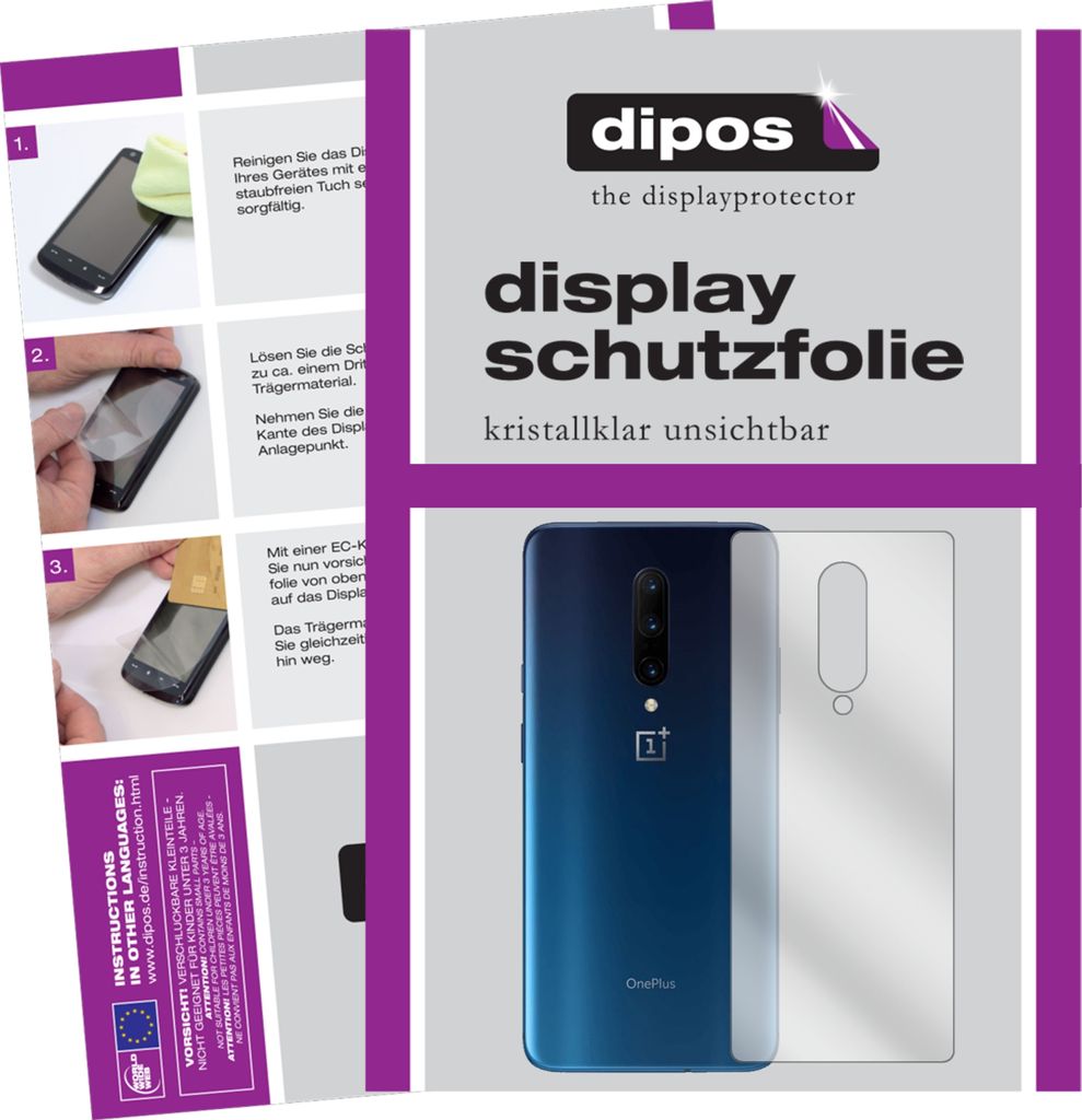 2x Schutzfolie für OnePlus 7T Pro McLaren Edition Rückseite klar Displayschutzfolie Folie Display Schutz dipos