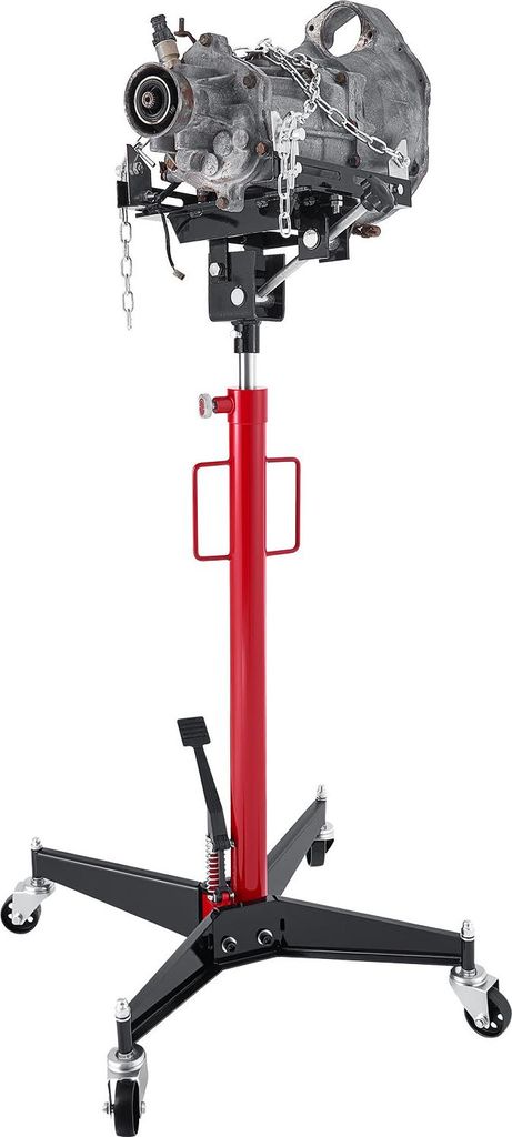 SucceBuy Hydraulischer Wagenheber für Getriebe mit 500 kg Tragkraft, höhenverstellbarer Teleskopheber mit Pedal, 360°-drehbare Rollen, Hubhöhe ...