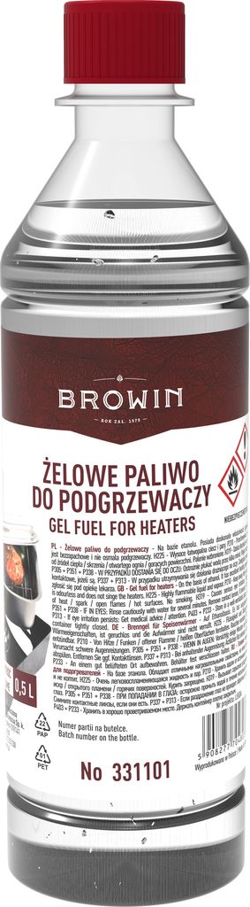 A bottle of gel fuel for heaters.