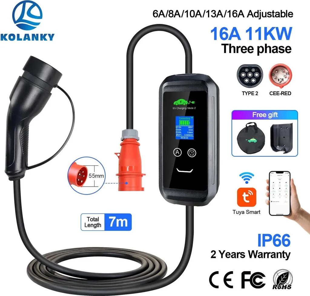 Chargeur voiture électrique Type 2 intelligent 7m à courant ajustable - 2