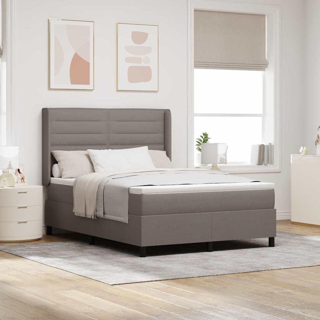 Maison Exclusive - LED Boxspringbett mit Matratze Taupe 140 x 200 cm Stoff