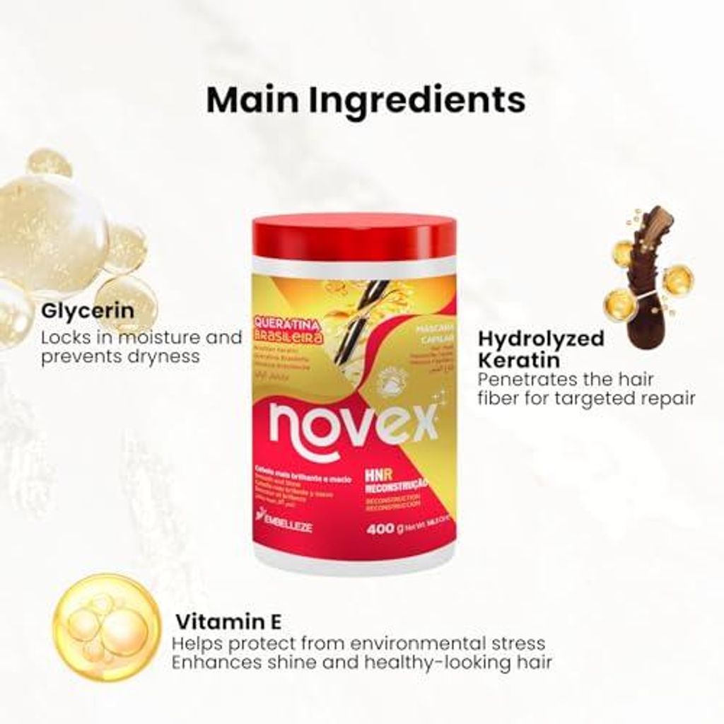 Novex Brazilian Keratin Deep Hair Mask Maschera per capelli Immagine del prodotto 