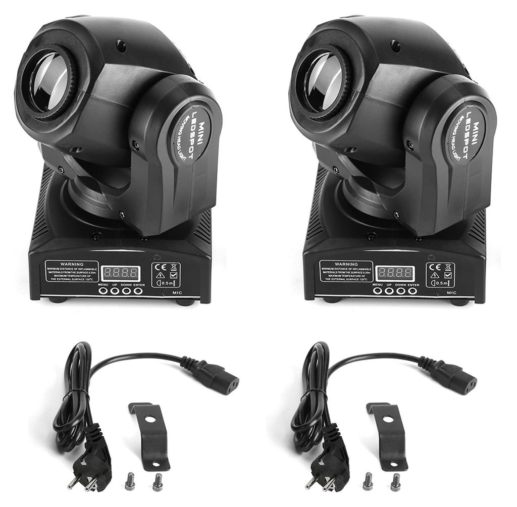 2er-Set 30-W-LED-Moving-Head-Bühnenleuchten mit DMX512-Steuerung – Disco-, Pub- und Party-Effektleuchten
