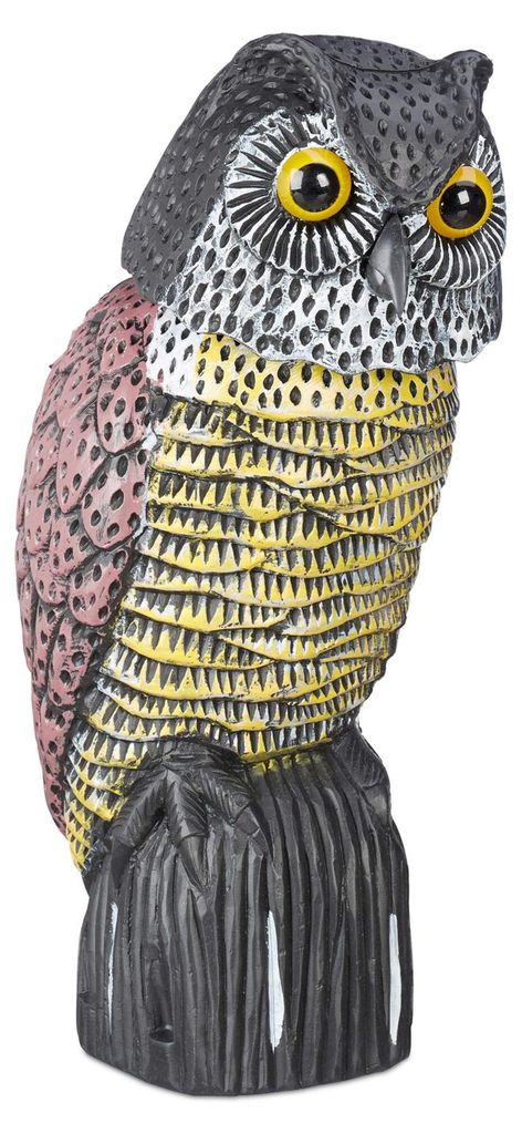 2 x Vogelschreck Eule, mit Wackelkopf, stehende Dekofigur, Produktbild 