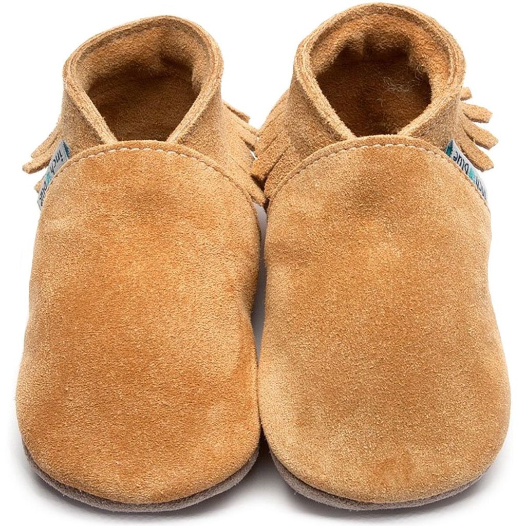 Inch Blue Moccasin Suede Kleinkinder Krabbelschuhe Hellbraun (Tan), 1733-TAN