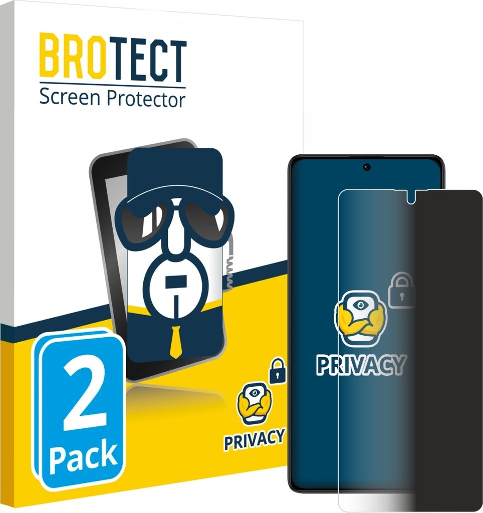 2x BROTECT Sichtschutzfolie für Xiaomi Poco M6 Pro 4G Anti-Spy Privacy Sichtschutz Blickschutz Folie Blaulicht-Schutz