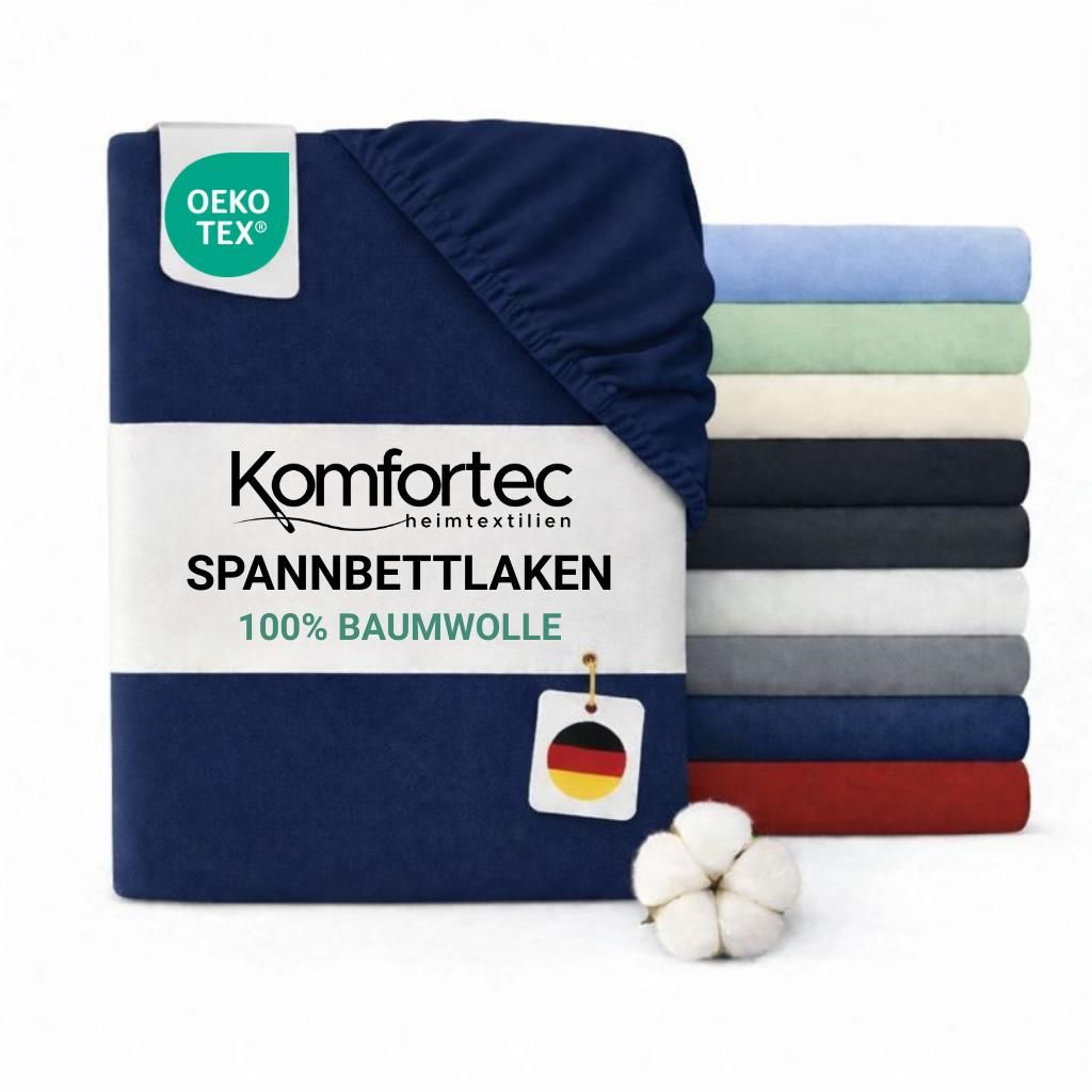 Komfortec Jersey Spannbettlaken 90x200 cm, 100% Baumwolle, Produktbild  KI-generiertes Bild