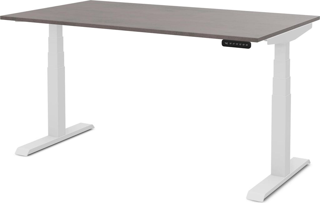 ASSMANN Elektrisch Höhenverstellbarer Familien Schreibtisch Pitino Sichtbeton Anthrazit Weiß, 140x80cm, Memoryfunktion, 2-fach-Motorik