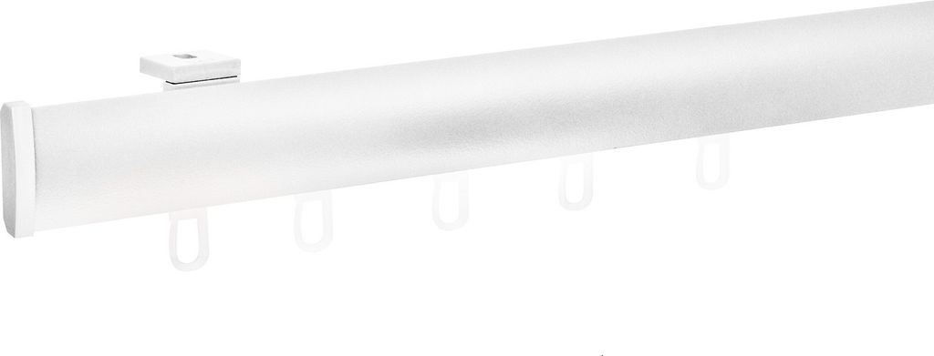 Voppi Aluminium Gardinenschiene Innenlauf 1-läufig 400 cm weiß, silent Gleiter mit Klammern und Haken, moderne Vorhangschiene, Deckenmontage