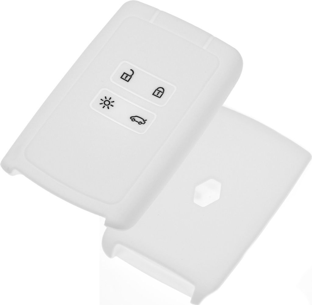 Auto Schlüssel Hülle Silikon Schutz Cover Weiß kompatibel mit Renault Megane Kadjar Clio Captur 4 Tasten KEYLESS SMARTKEY