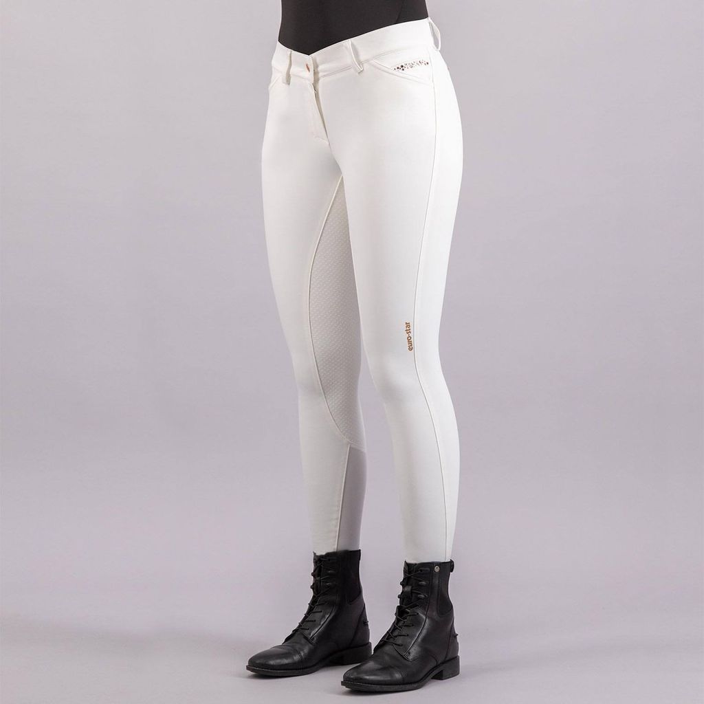 Euro-Star Reithose Damen ESArista Fashion Diamond Classic Full Grip Vollbesatz Damenreithose White 80 (40 lang)