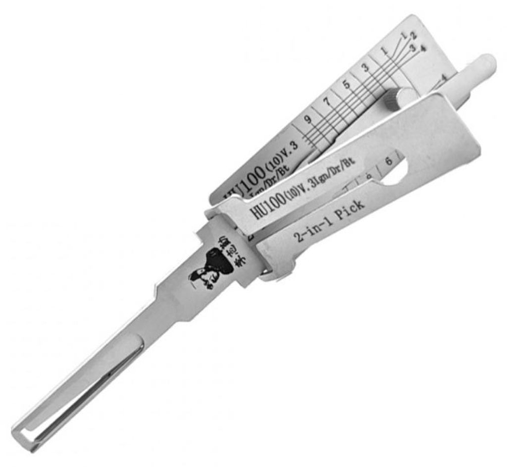 Lishi HU100-10 2-in-1-Autodecoder zum Aufbrechen von Schlüsseln für Opel, Vauxhall, Saab und amerikanische Fahrzeuge, HU100-Klinge, 10-Schnitt