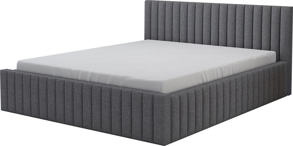 Polsterbett LOG 160 x 200 mit Matratze und Bettkasten. Farbe: Grau