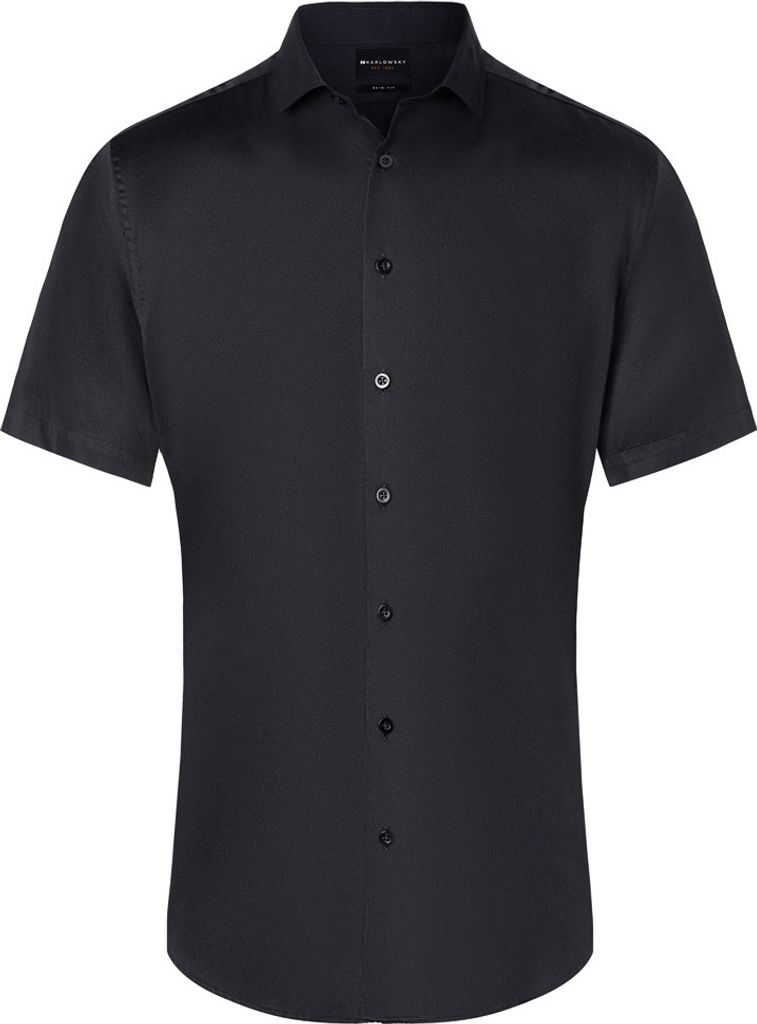 KARLOWSKY Herren Hemd ACTIVE-STRETCH Kurzarm Kent Slim-Fit Schwarz XL