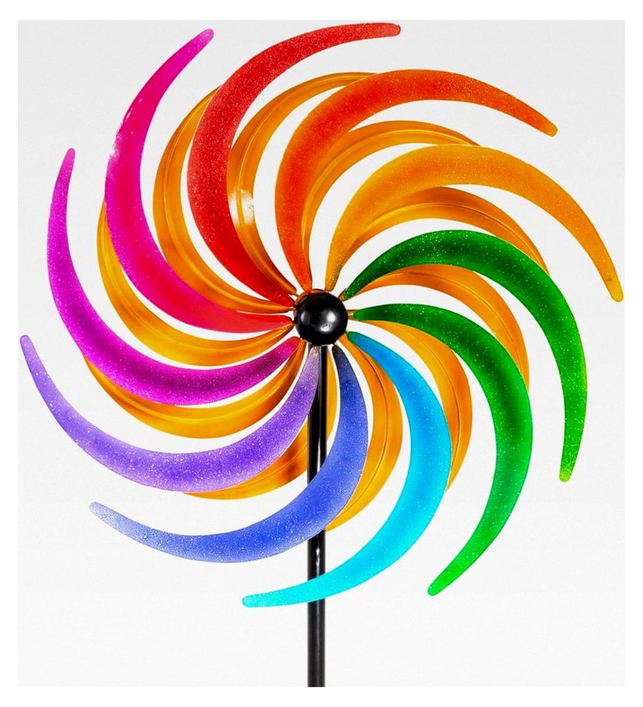 Metall Windrad XL - Kinetischer Spinner 60cm - Sichelrad - Durchmesser: Ø 60cm Gesamthöhe: 195cm - wetterfest - pulverbeschichtet - Gartendekoration