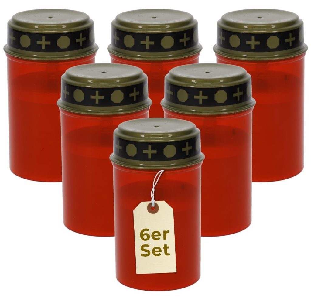 6er Grablichter LED Batteriebetrieben Set Grabkerzen für Produktbild 