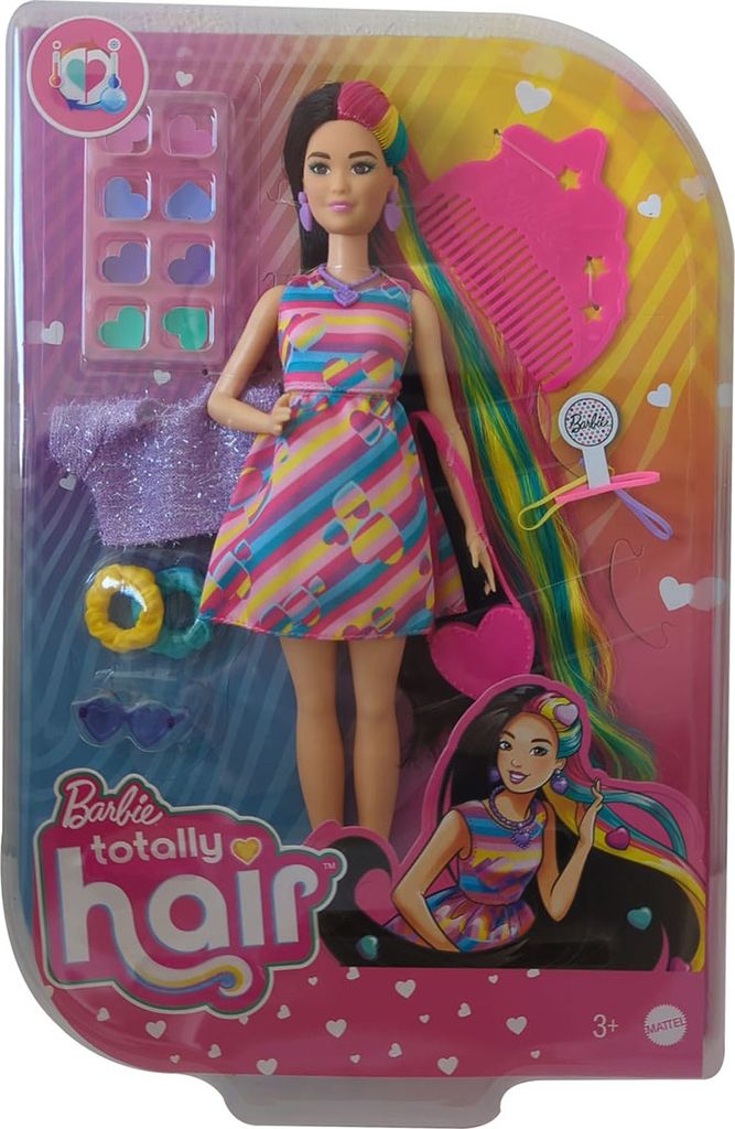 Barbie Totally Hair Puppe (schwarze/bunte Haare) inkl. Produktbild 