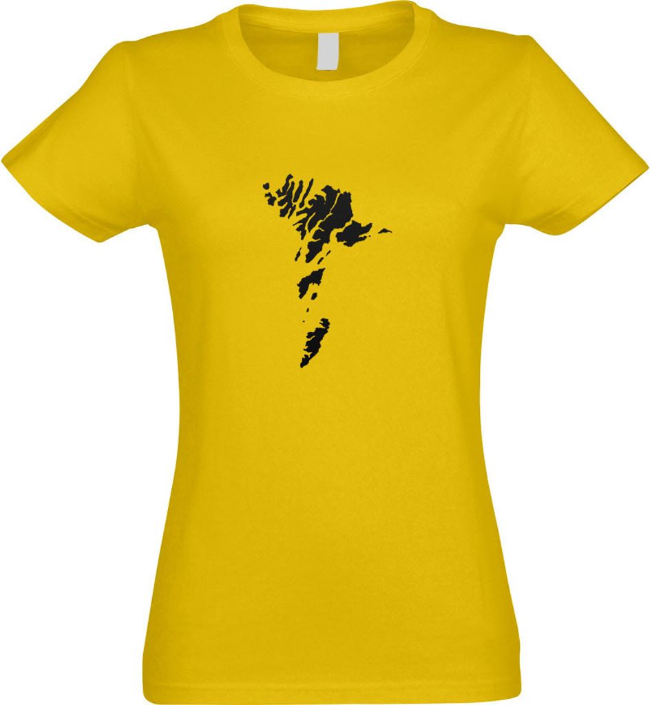 Kiwistar - T-Shirt tailliert - Damen - gelb - Färöer Inseln Umriss Kontur - mit Motiv Bedruckt - Funshirt Design - Sport - Freizeit - Damen - L