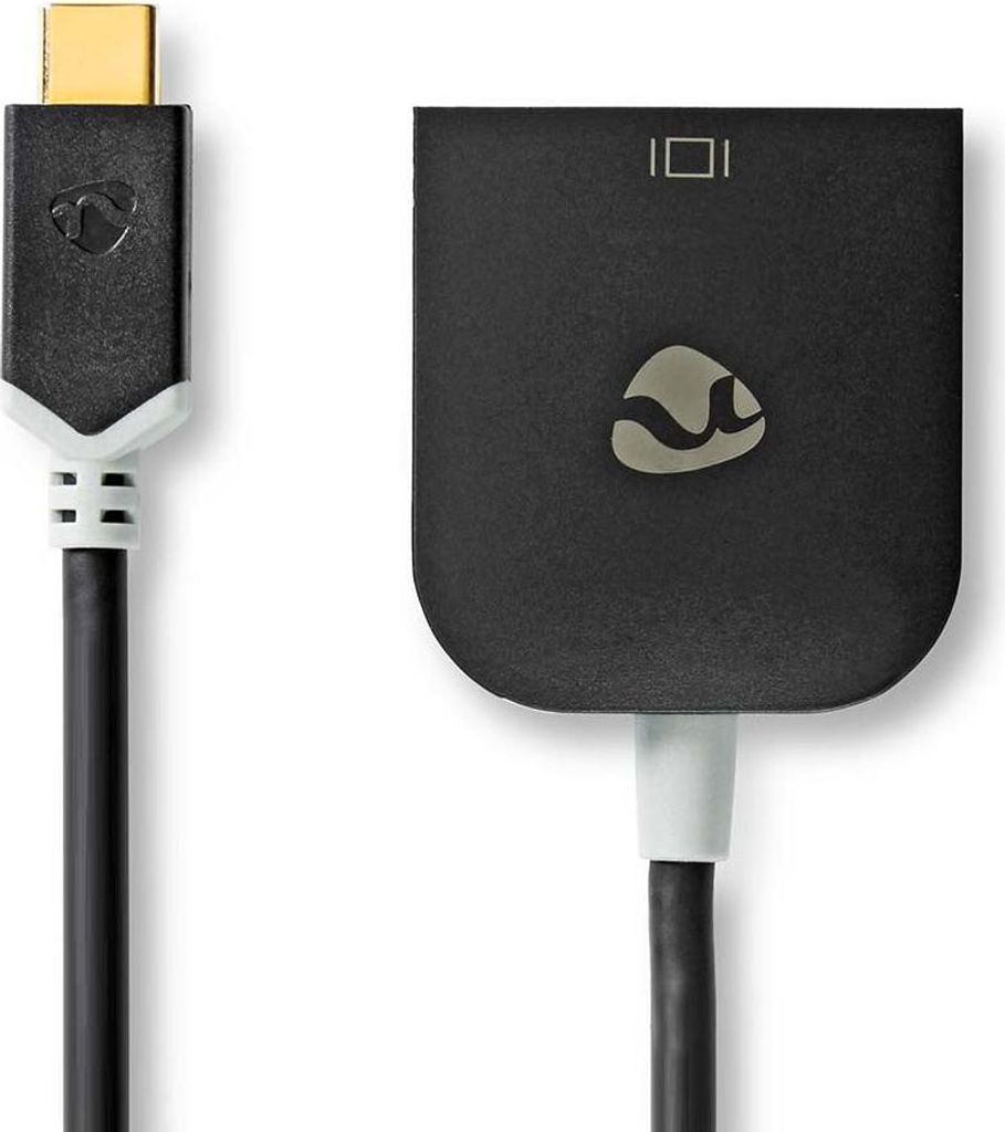 Nedis USB-C Adapter / USB 3.2 Gen 1 / USB-C Stecker / VGA Buchse / 1920x1200 / 0.20 m / Rund / Vergoldet / PVC / Anthrazit / Verpackung mit S...