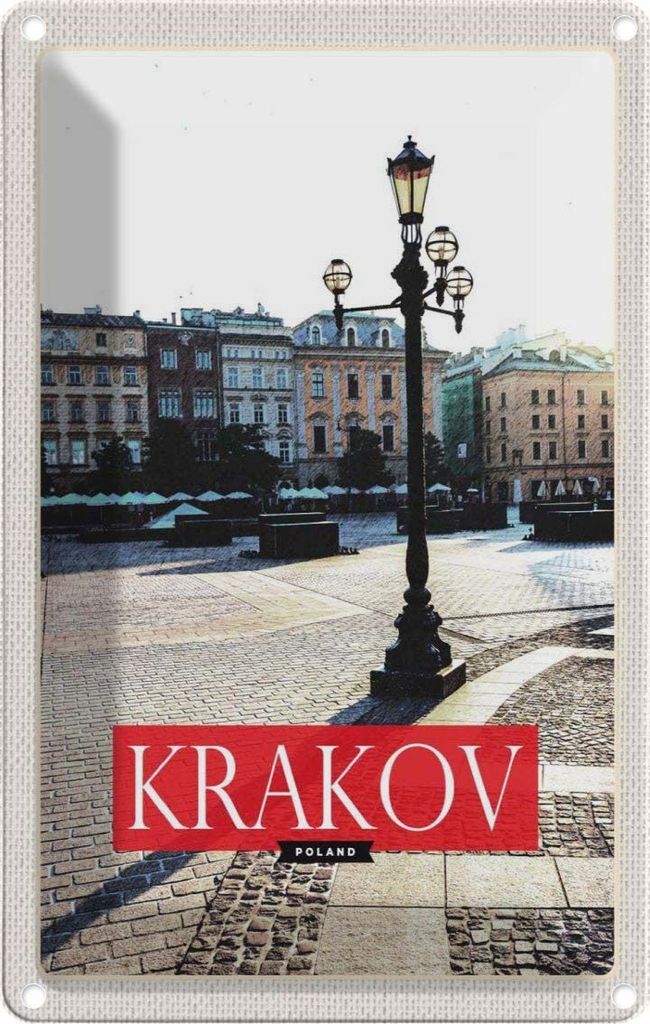 vianmo Blechschild 30x20 cm Krakow Gebäude Polen Innenstadt Bildmotiv Reisemotiv Abenteuer Reisen Urlaub