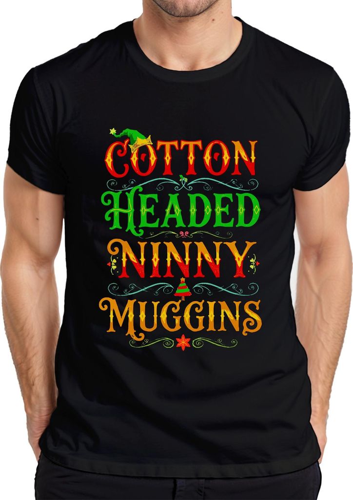 Baumwolle headed ninny muggins Buddy der Weihnachtself Filmzitat Herren T-Shirt, Schwarz, XXL