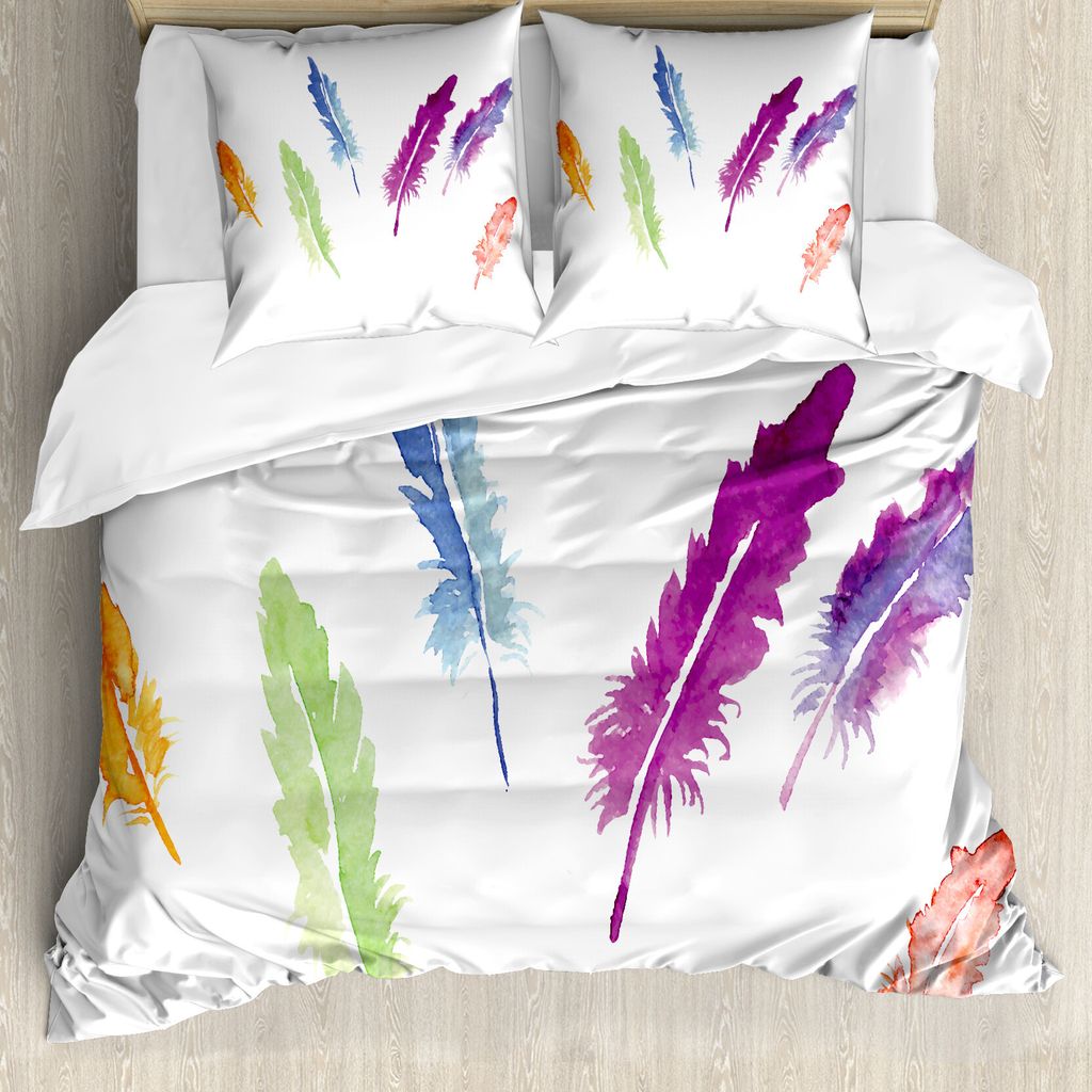 ABAKUHAUS Bunt Bettbezug, Aquarellen, Milbensicher Allergiker geeignet mit Kissenbezügen, 155 cm x 220 cm - 80 x 80 cm, Mehrfarbig