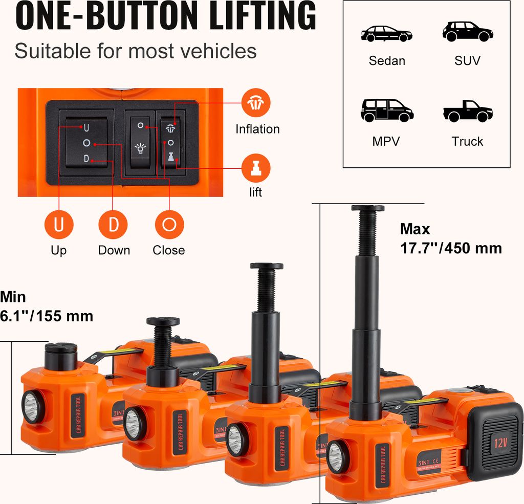 Elektryczny podnośnik hydrauliczny VEVOR 5 t, 180 W, Zdjęcie produktu 3