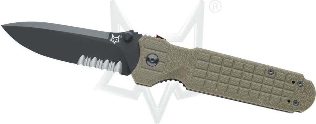 Couteau NATO Fox Predator 2f M/Co Fortene Green avec lame 1/3 dentelée